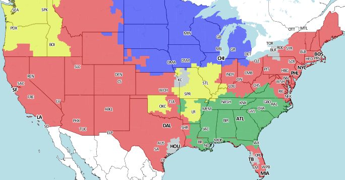 Bankroll Sports Picks Blog » Blog Archive FOX NFL Week 4 Coverage Map ...