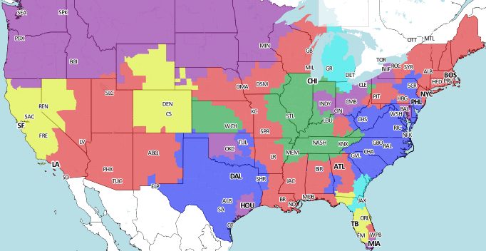 Bankroll Sports Picks Blog » Blog Archive FOX NFL TV Map Week 9 ...