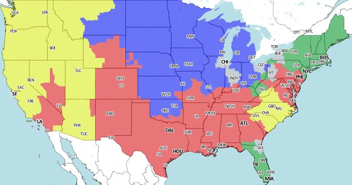 Bankroll Sports Picks Blog » Blog Archive NFL Week 1 Coverage Map 2 ...